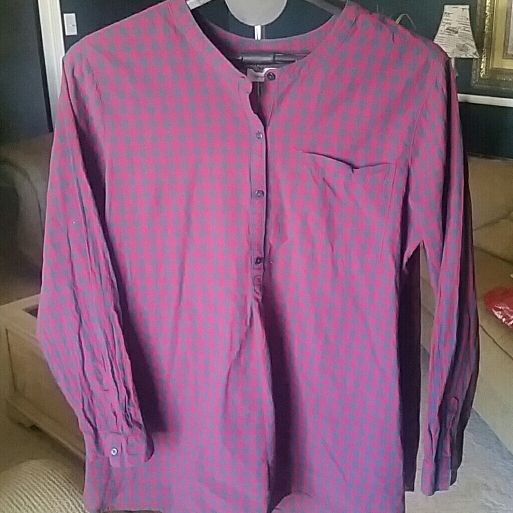 Old Navy, tunic, maroon & navy checked, XXL